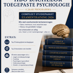 VB NCOI HBO Toegepaste Psychologie 2026 Compleet Studiepakket Oefentoets Antwoorden Kernbegrippen Leerstof Tentamenvoorbereiding